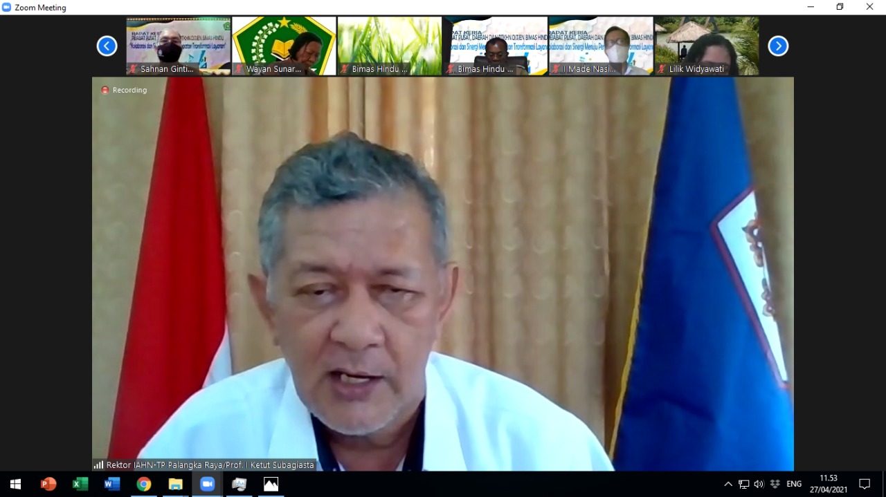 Rektor hadir pada Rapat Kerja Ditjen Bimas Hindu secara virtual