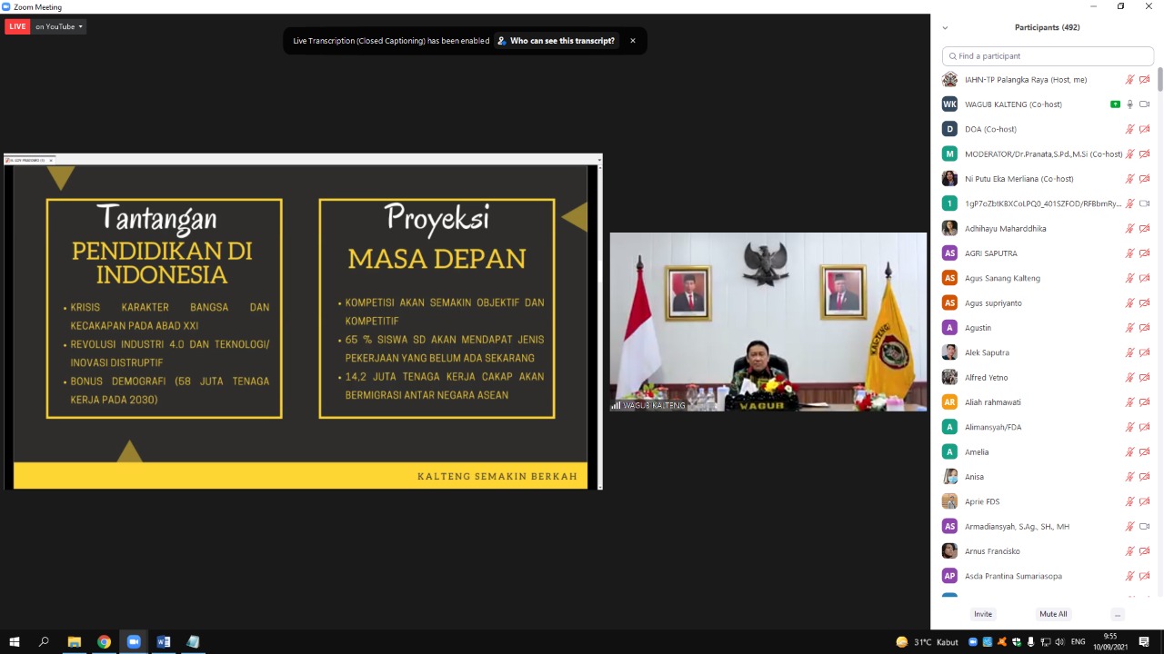 Pemaparan materi oleh Wakil Gubernur Kalimantan Tengah