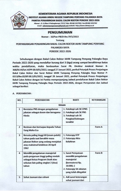 Perpanjangan Balon rektor