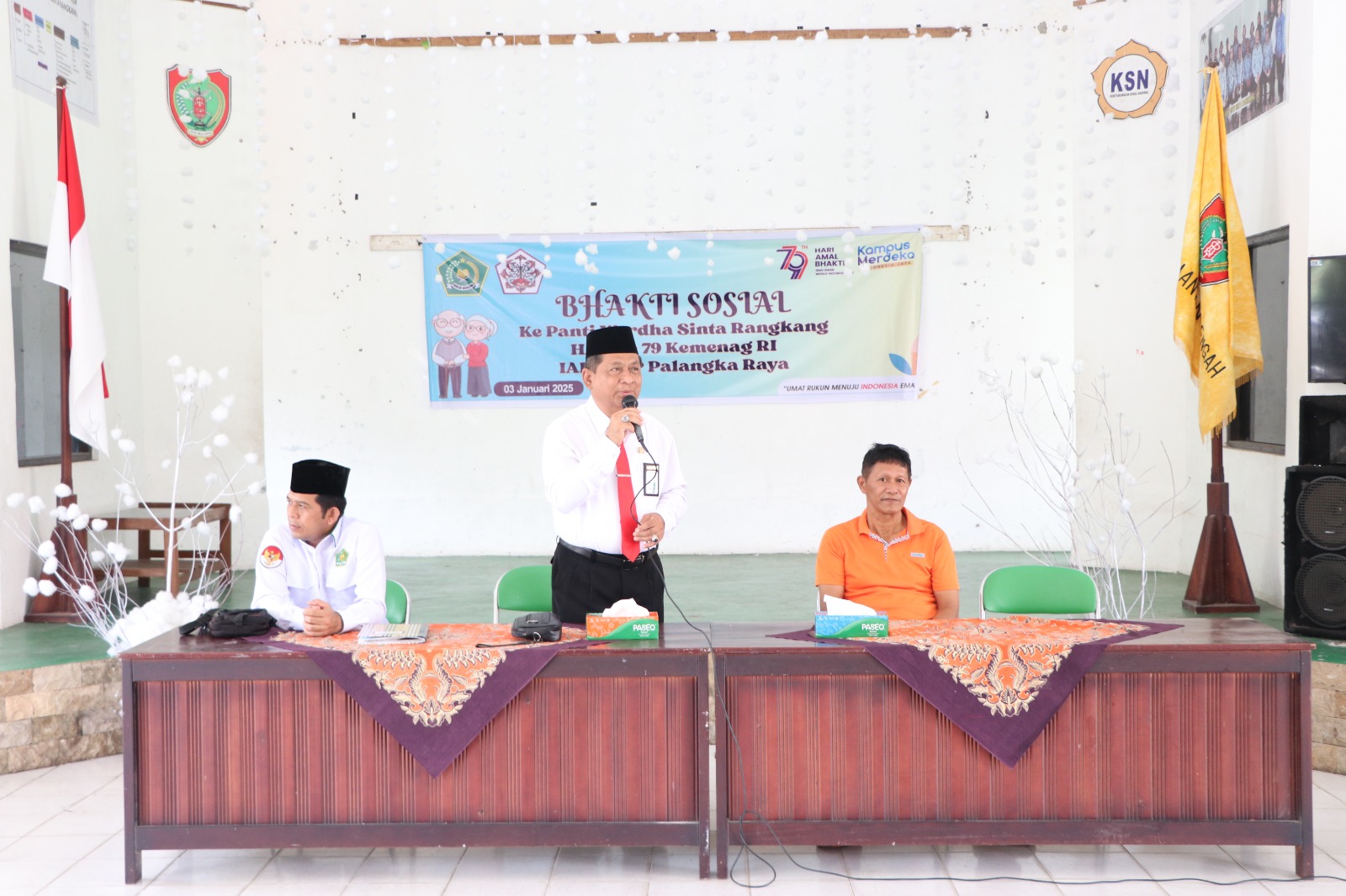 Sambutan oleh Rektor, Bhakti Sosial Panti Werdha Sinta dalam Rangka Peringatan HAB ke-79, Jumat, 3 Januari 2025